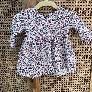 3M Girls' White Long-Sleeve Floral Top - Red & Green Print